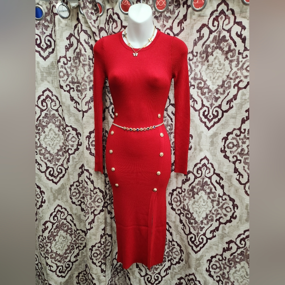 Long sleeve red dress